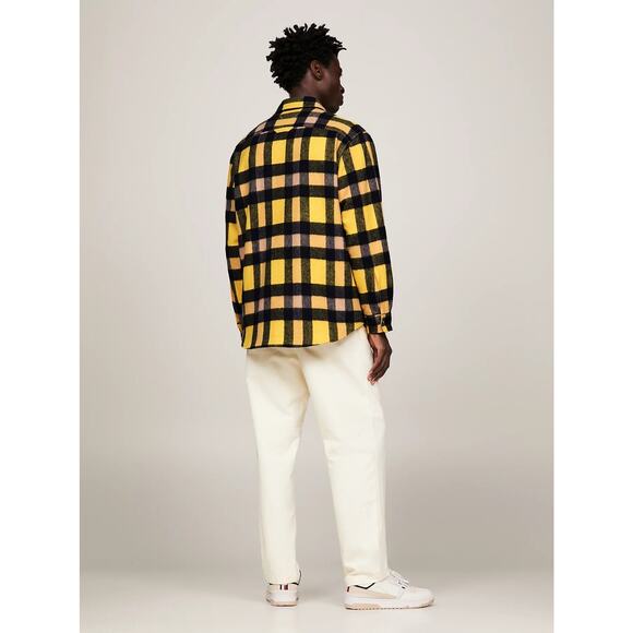 NWT $229 Large - Tommy Hilfiger Wool Blend Check Button Pocket Overshirt Autumn - Picture 5 of 8